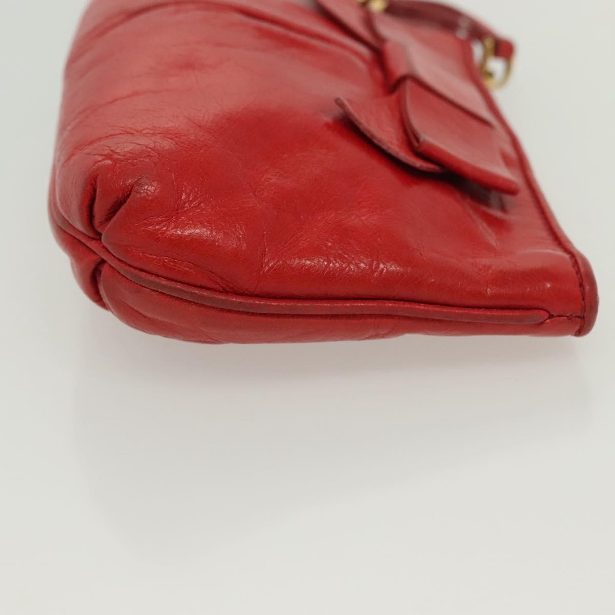 Miu Miu Zip Wristlet Pouch Leather, RED, LEATHER, Clutche & pouche