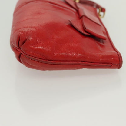 Miu Miu Zip Wristlet Pouch Leather, RED, LEATHER, Clutche & pouche