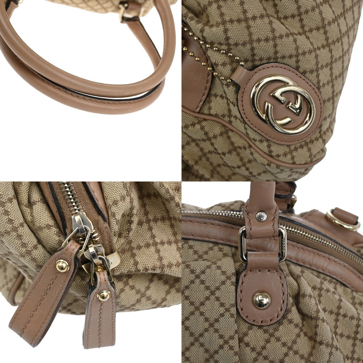 Gucci Sukey Convertible Boston Bag Diamante Canvas, BROWN, CANVAS, Tote bag