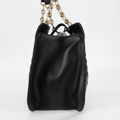 Salvatore Ferragamo Gancini Convertible Tote Quilted Leather, BLACK, LEATHER, Tote bag