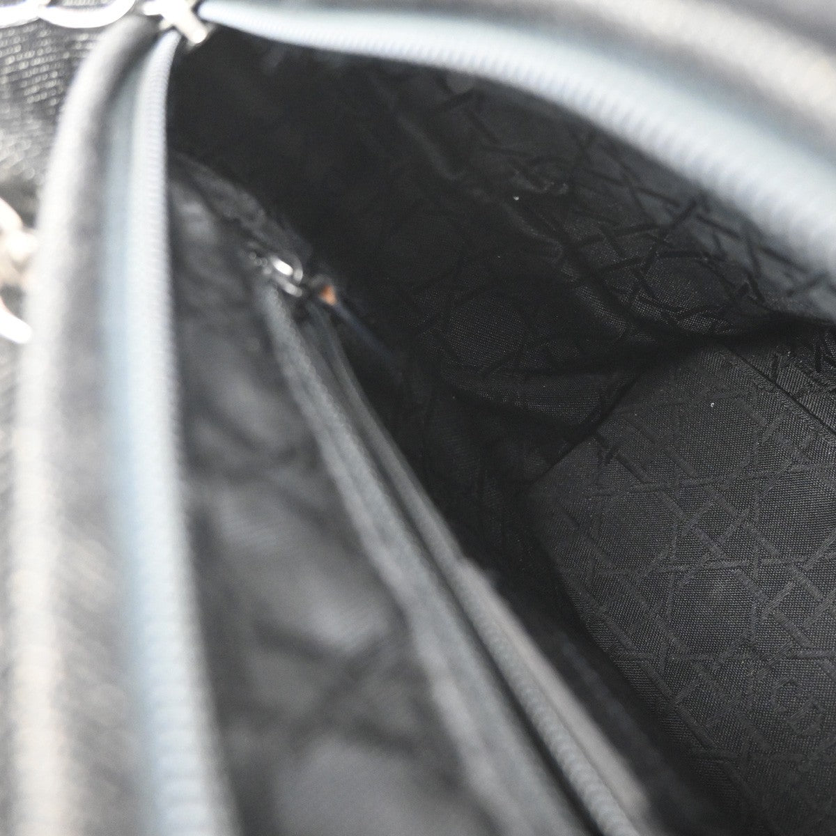 Christian Dior Vintage Lady Dior Bag Cannage Quilt Denim, BLACK, DENIM_JEANS, Handbag