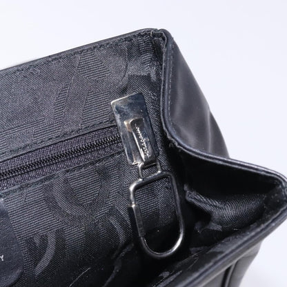 Salvatore Ferragamo Gancini Shoulder Bag Leather, BLACK, LEATHER, Shoulder bag