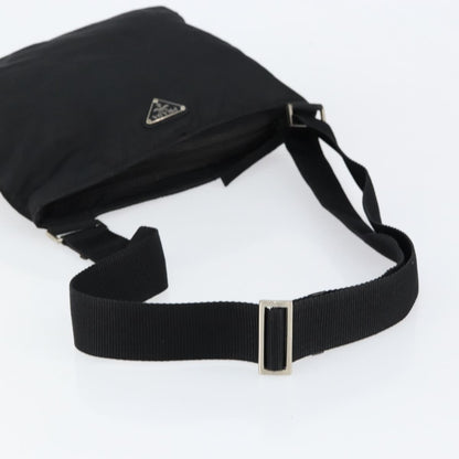 Prada Flat Messenger Bag Tessuto, BLACK, NYLON, Shoulder bag