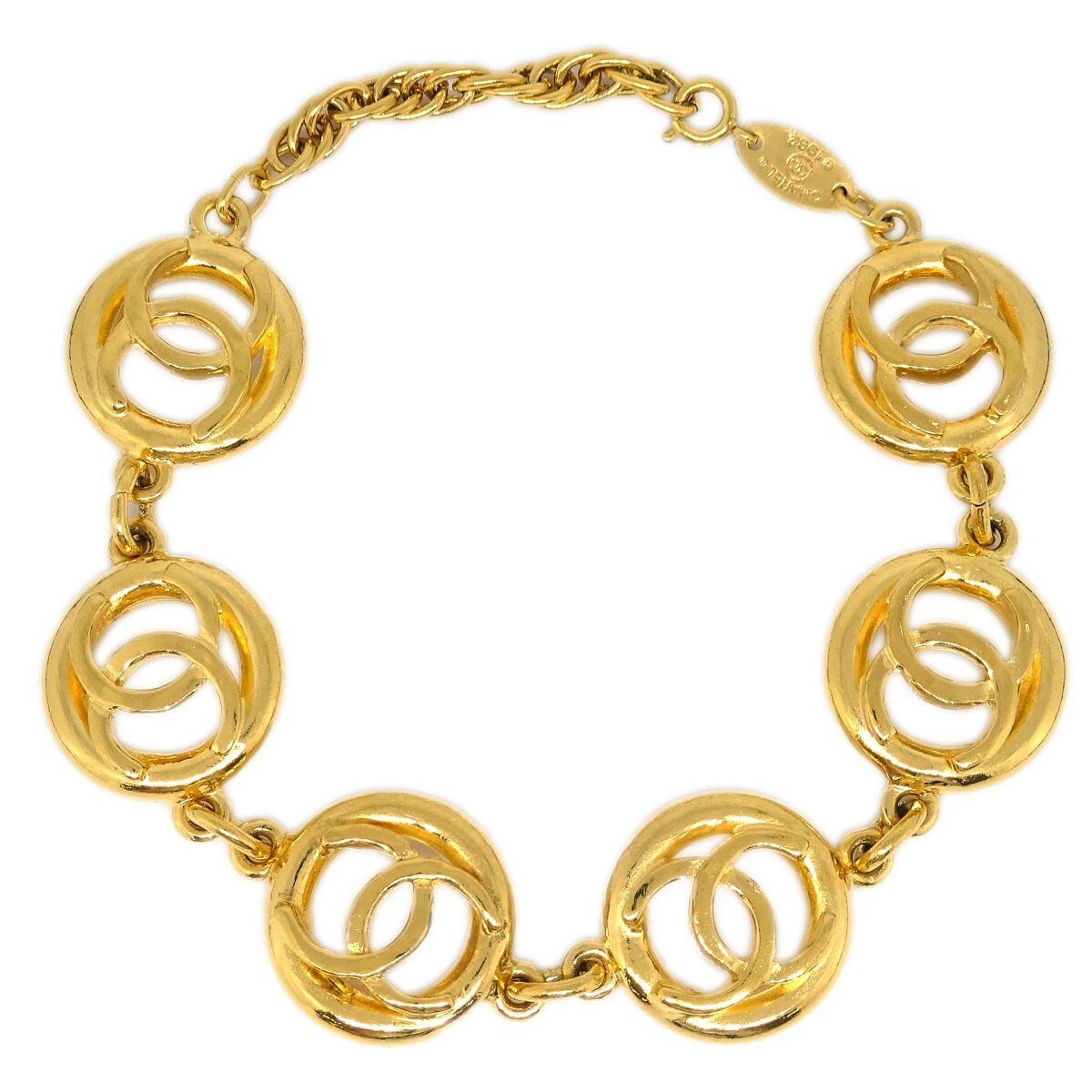 Chanel CC Cutout Round Bracelet Metal, GOLD, GOLD_PLATED, Bracelet