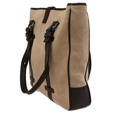 Salvatore Ferragamo Gancini Tote Suede, BROWN, SUEDE, Tote bag