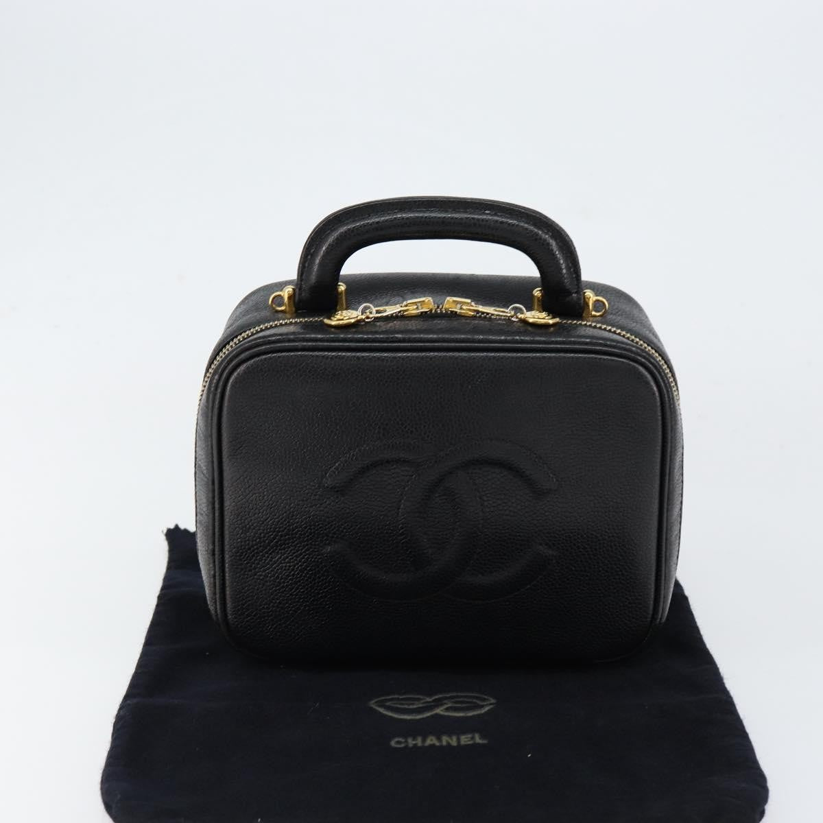 Chanel Vintage Timeless Zip Around Vanity Case Caviar, BLACK, LEATHER, Clutche & pouche