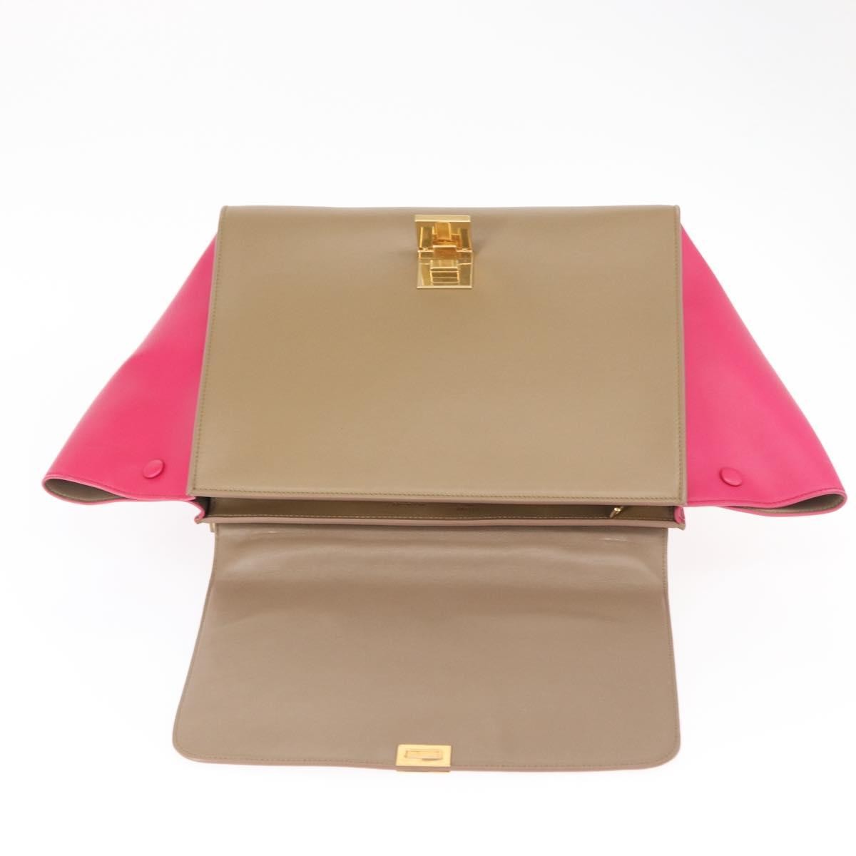 Celine Bicolor Trapeze Bag Leather, BEIGE, LEATHER, Handbag