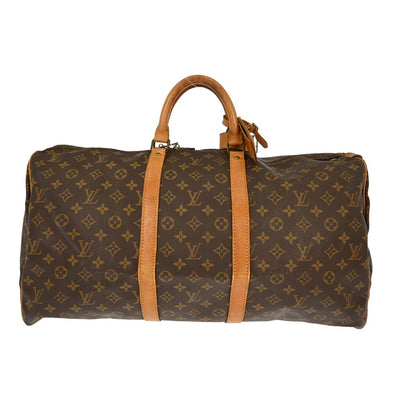 Louis Vuitton Keepall Bag Monogram Canvas, BROWN, CANVAS, Travel bag