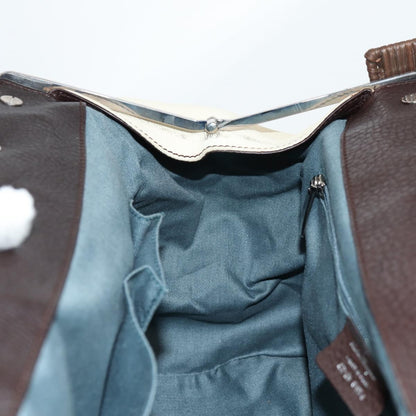 Salvatore Ferragamo Gancini handbag Leather, BEIGE, LEATHER, Handbag