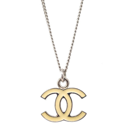 Chanel CC Logo Pendant Necklace Metal, SILVER, SILVER_PLATED, Necklace