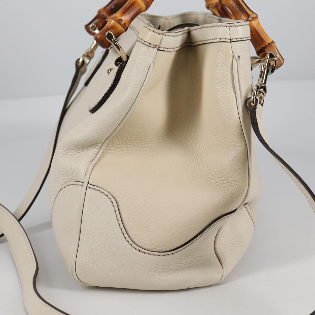 Gucci Diana Bamboo Top Handle Tote Leather, WHITE, LEATHER, Tote bag