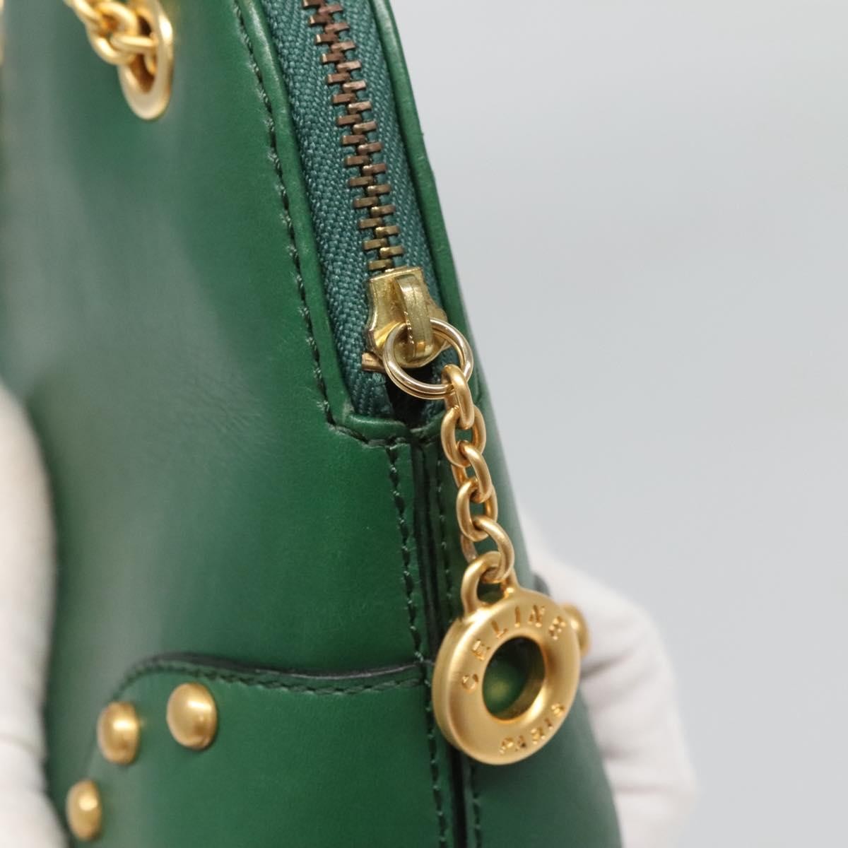 Celine Chain Shoulder Bag Leather, GREEN, LEATHER, Shoulder bag