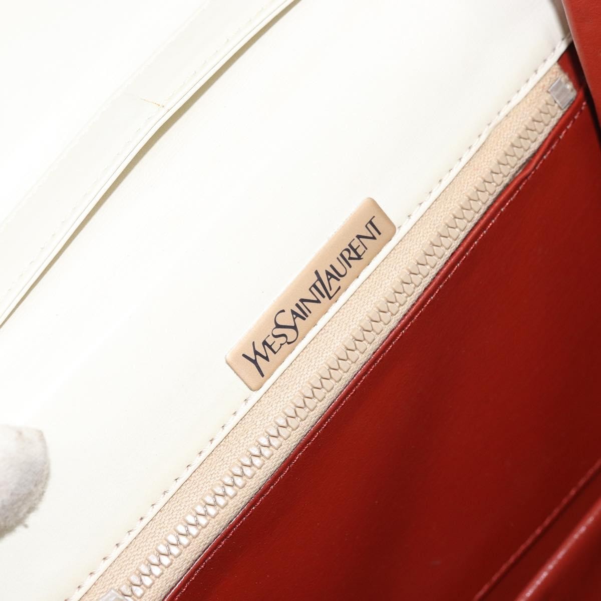 Saint Laurent Vintage Shoulder Bag Leather, WHITE, LEATHER, Shoulder bag