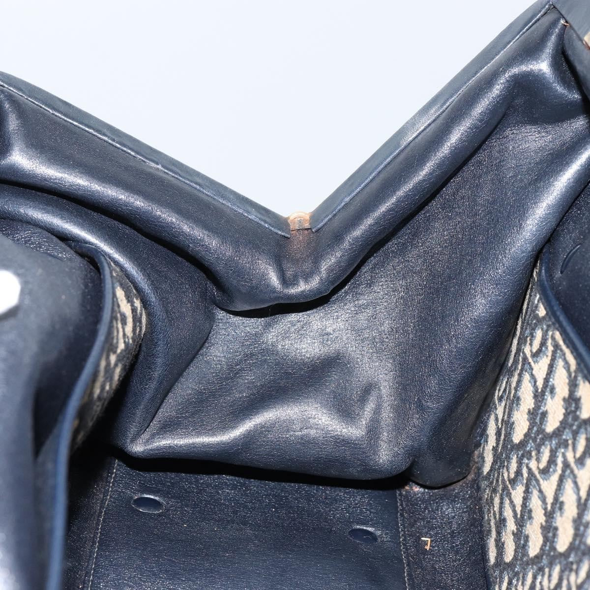 Christian Dior Vintage Trotter Handbag Canvas, NAVY, CANVAS, Handbag