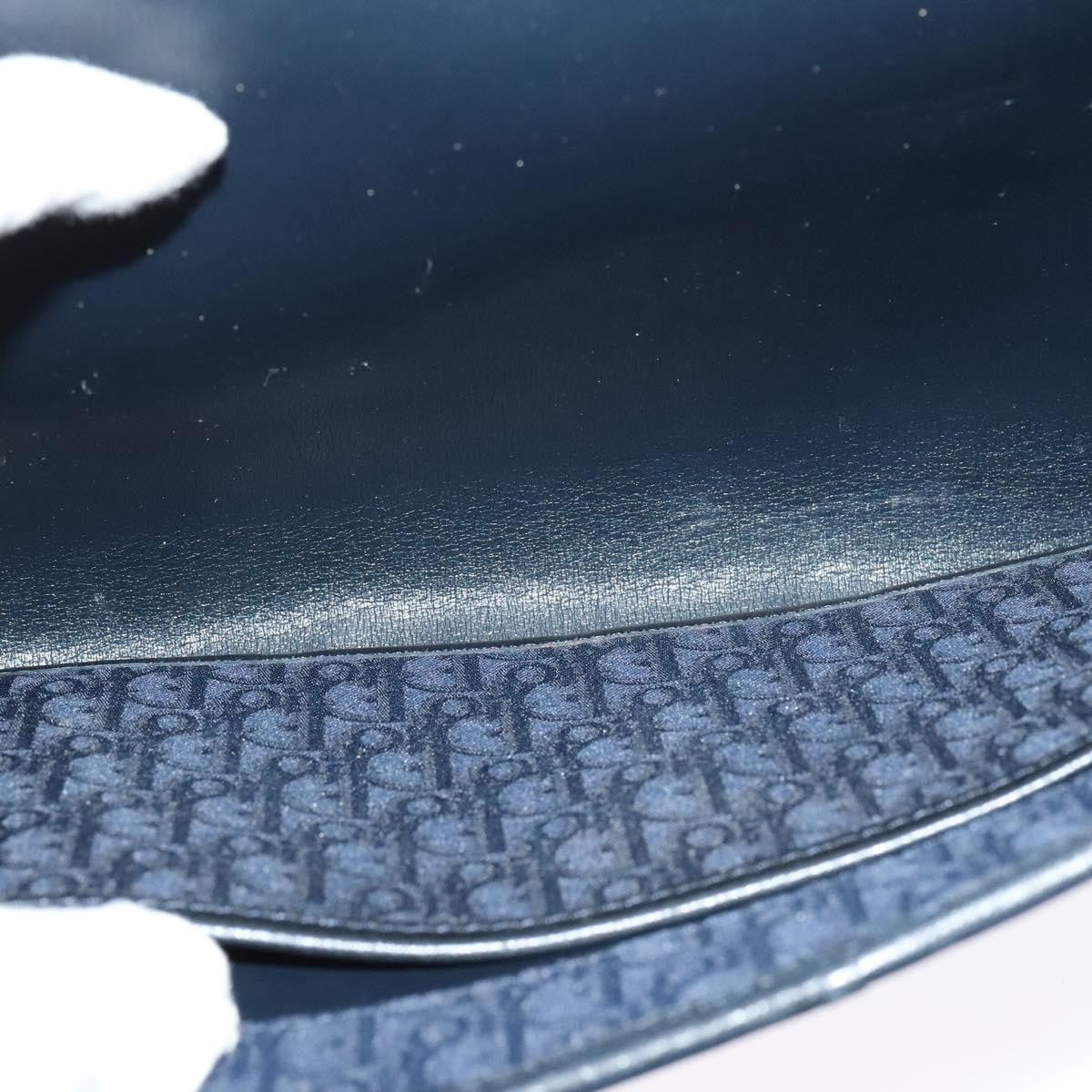 Christian Dior Vintage Chain Flap Shoulder Bag Diorissimo Canvas, NAVY, CANVAS, Shoulder bag