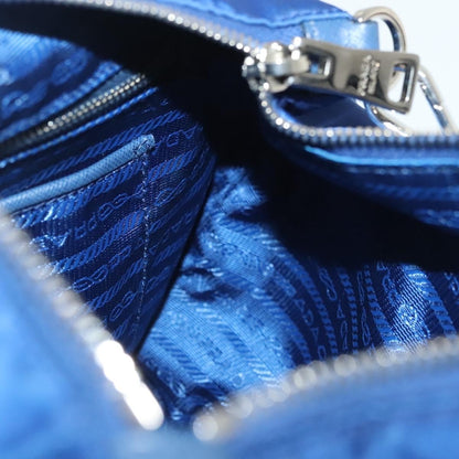 Prada Flat Messenger Tessuto with Leather, BLUE, NYLON, Shoulder bag