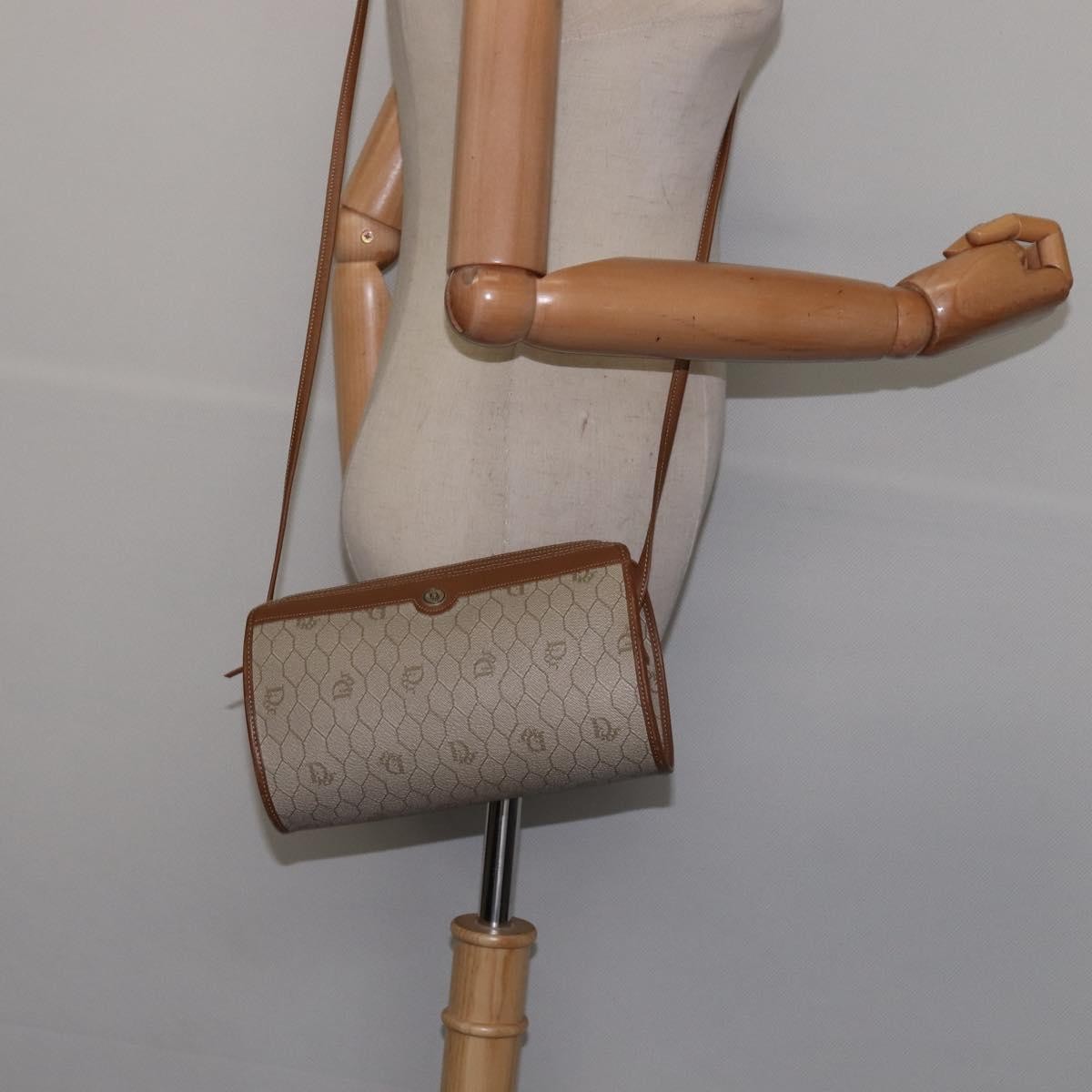 Christian Dior Vintage Honeycomb Shoulder Bag Canvas and Leather, BEIGE, CANVAS, Shoulder bag
