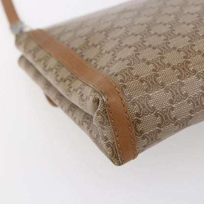 Celine Vintage Macadam Shoulder Bag Canvas and Leather, BEIGE, CANVAS, Shoulder bag