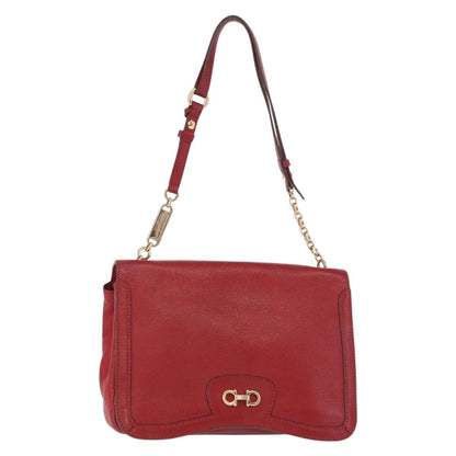 Salvatore Ferragamo Gancini Shoulder Bag Leather, RED, LEATHER, Shoulder bag