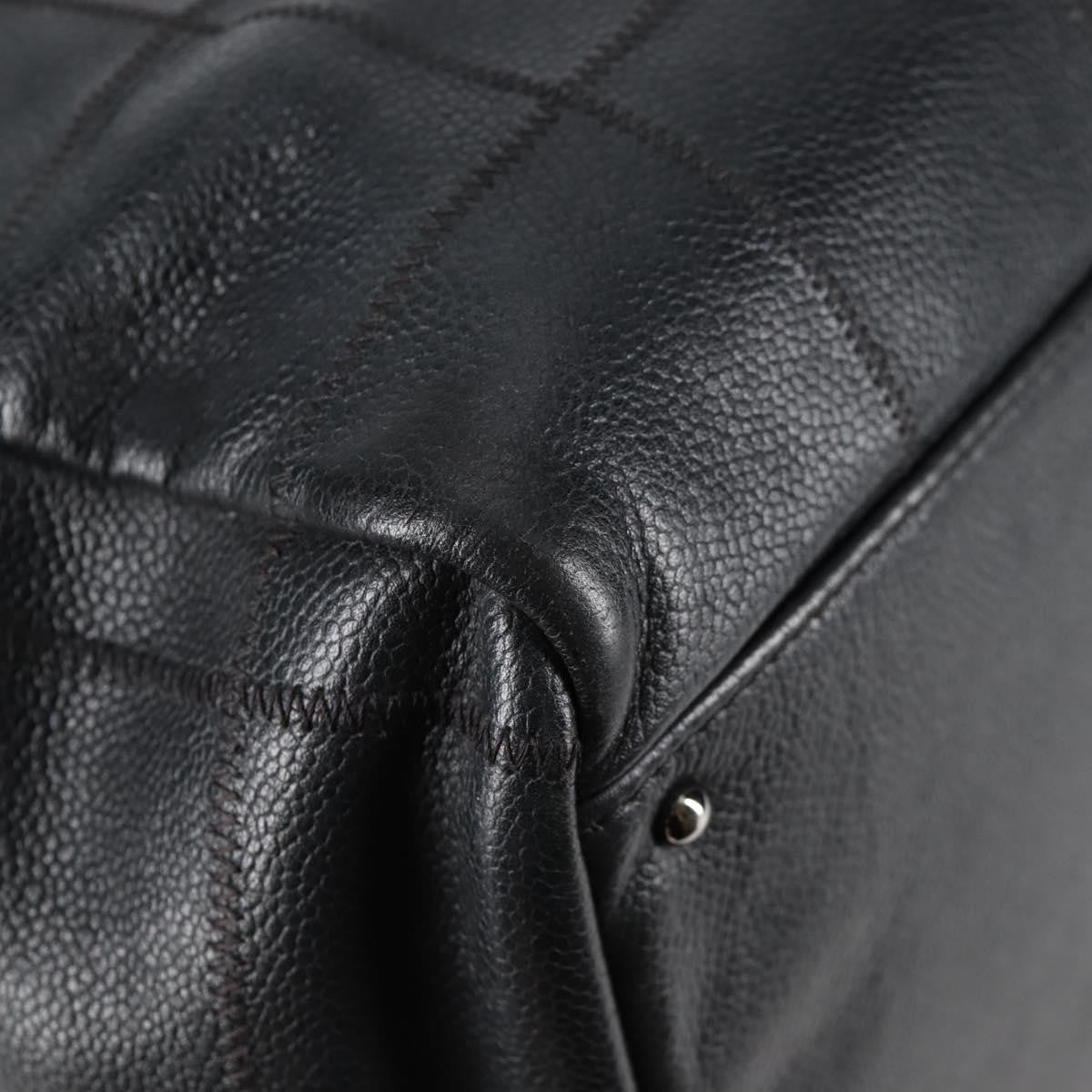 Chanel Square Stitch Shoulder Bag Quilted Caviar, BLACK, LEATHER, Shoulder bag