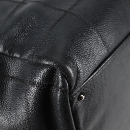 Chanel Square Stitch Shoulder Bag Quilted Caviar, BLACK, LEATHER, Shoulder bag