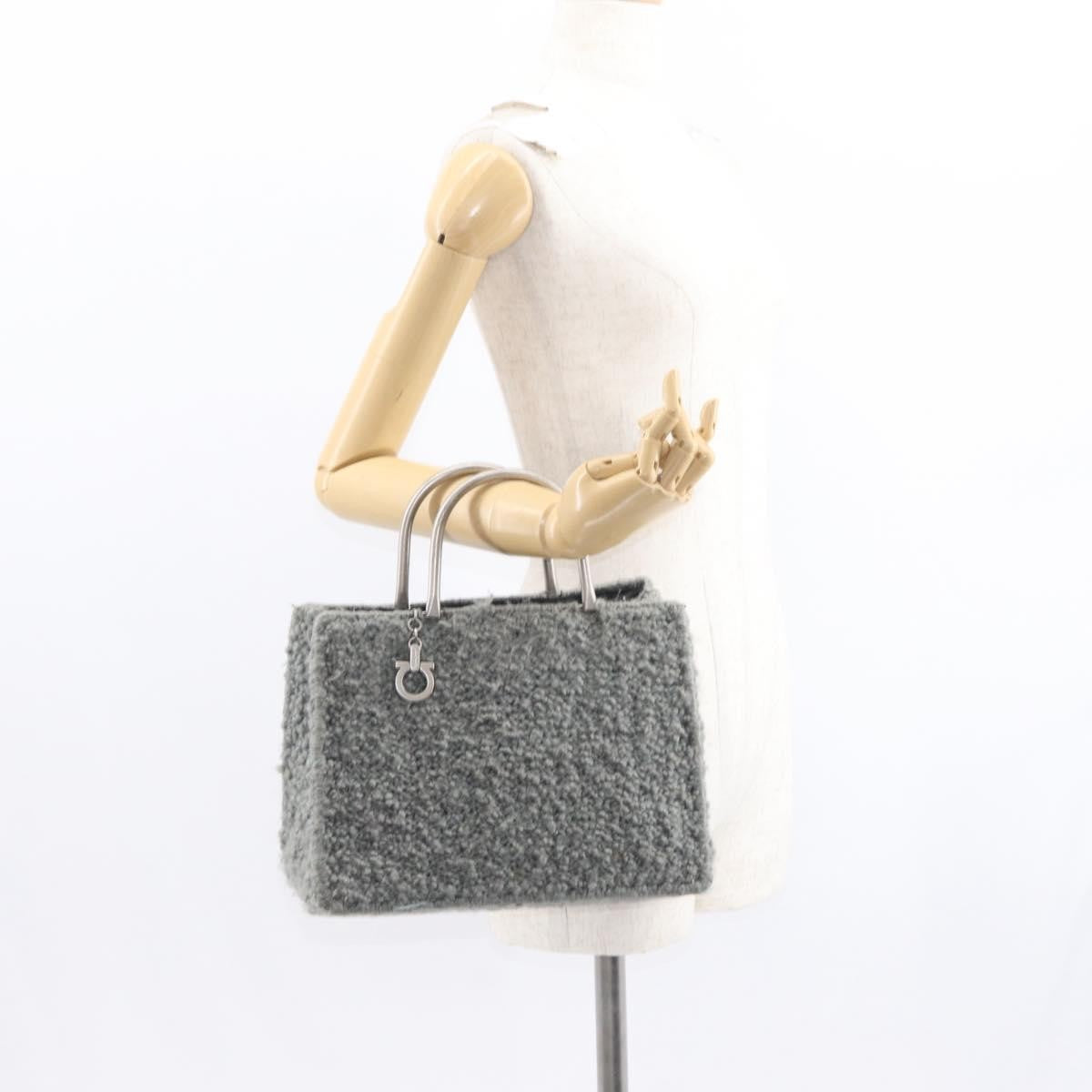 Salvatore Ferragamo Gancini handbag Wool, GRAY, WOOL, Handbag