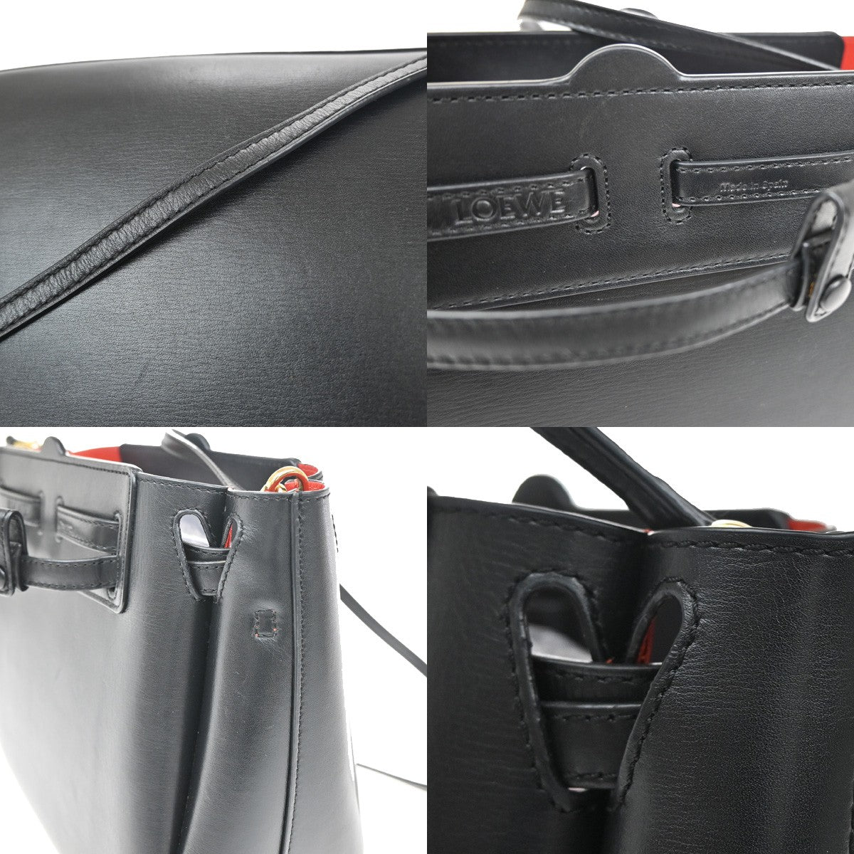 Loewe Lazo Bag Leather, BLACK, LEATHER, Handbag