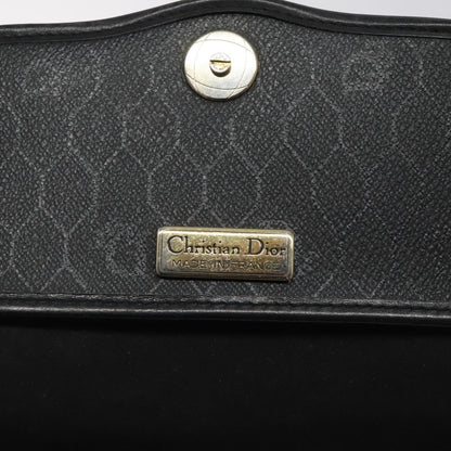 Christian Dior Vintage Honeycomb Flap Crossbody Bag Coated Canvas, BLACK, CANVAS, Crossbody bag