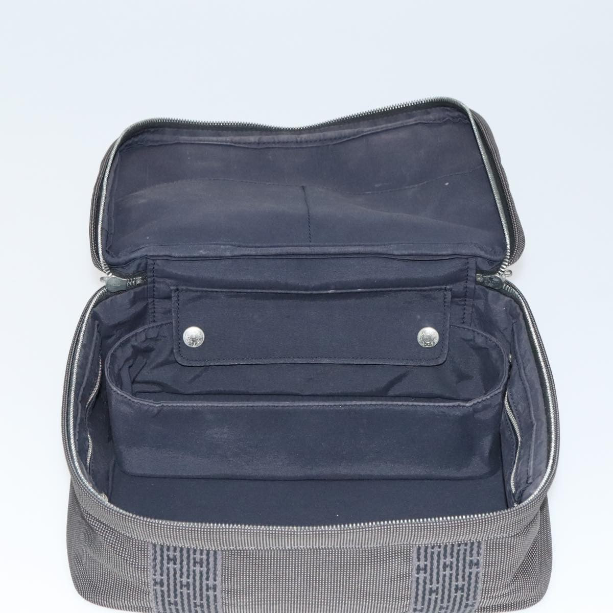 Hermes Vanity Herline Pouch Canvas, GRAY, CANVAS, Clutche & pouche