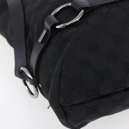 Gucci Vintage Harness Tote GG Canvas with Leather, BLACK, CANVAS, Tote bag