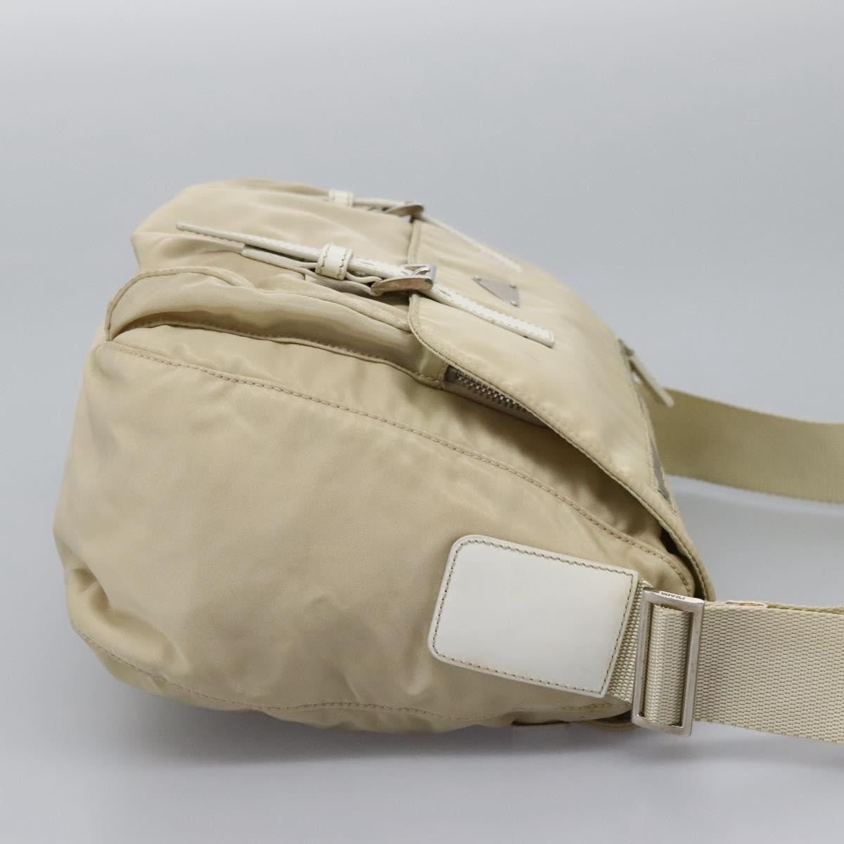Prada Double Buckle Flap Messenger Bag Tessuto, BEIGE, NYLON, Shoulder bag