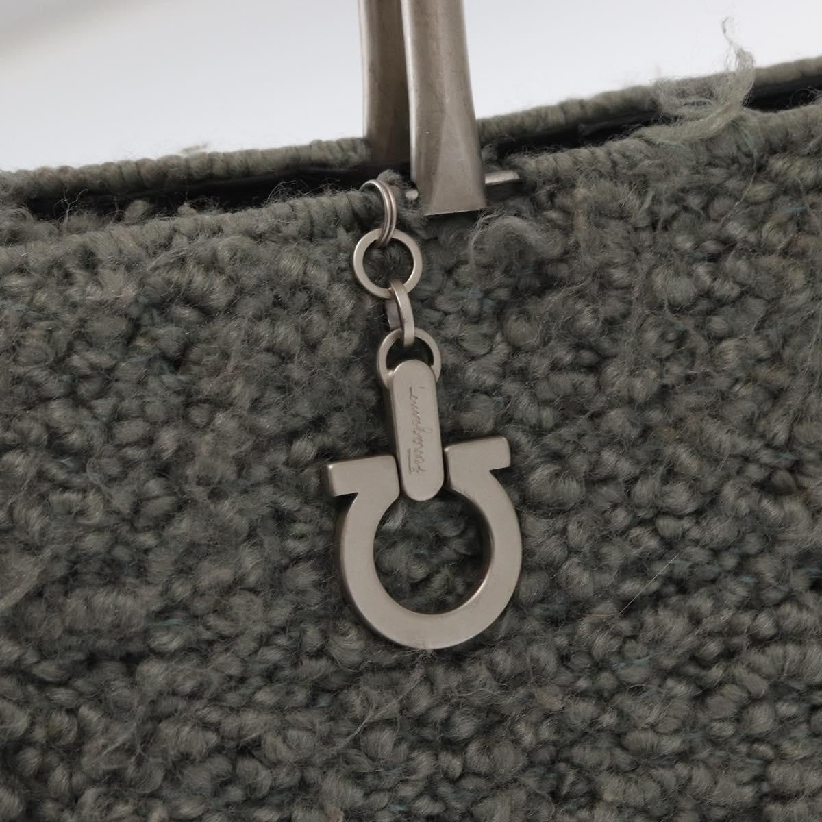 Salvatore Ferragamo Gancini handbag Wool, GRAY, WOOL, Handbag