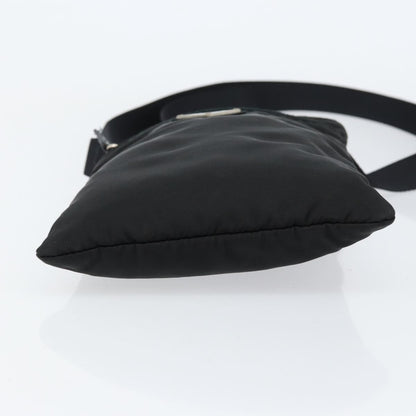 Prada Front Zip Convertible Flat Messenger Tessuto with Leather, BLACK, NYLON, Shoulder bag