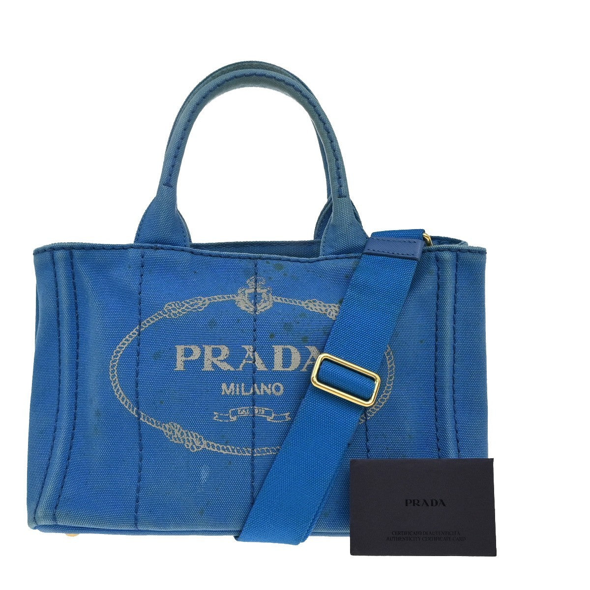 Prada Canapa Convertible Tote Canvas, BLUE, CANVAS, Tote bag
