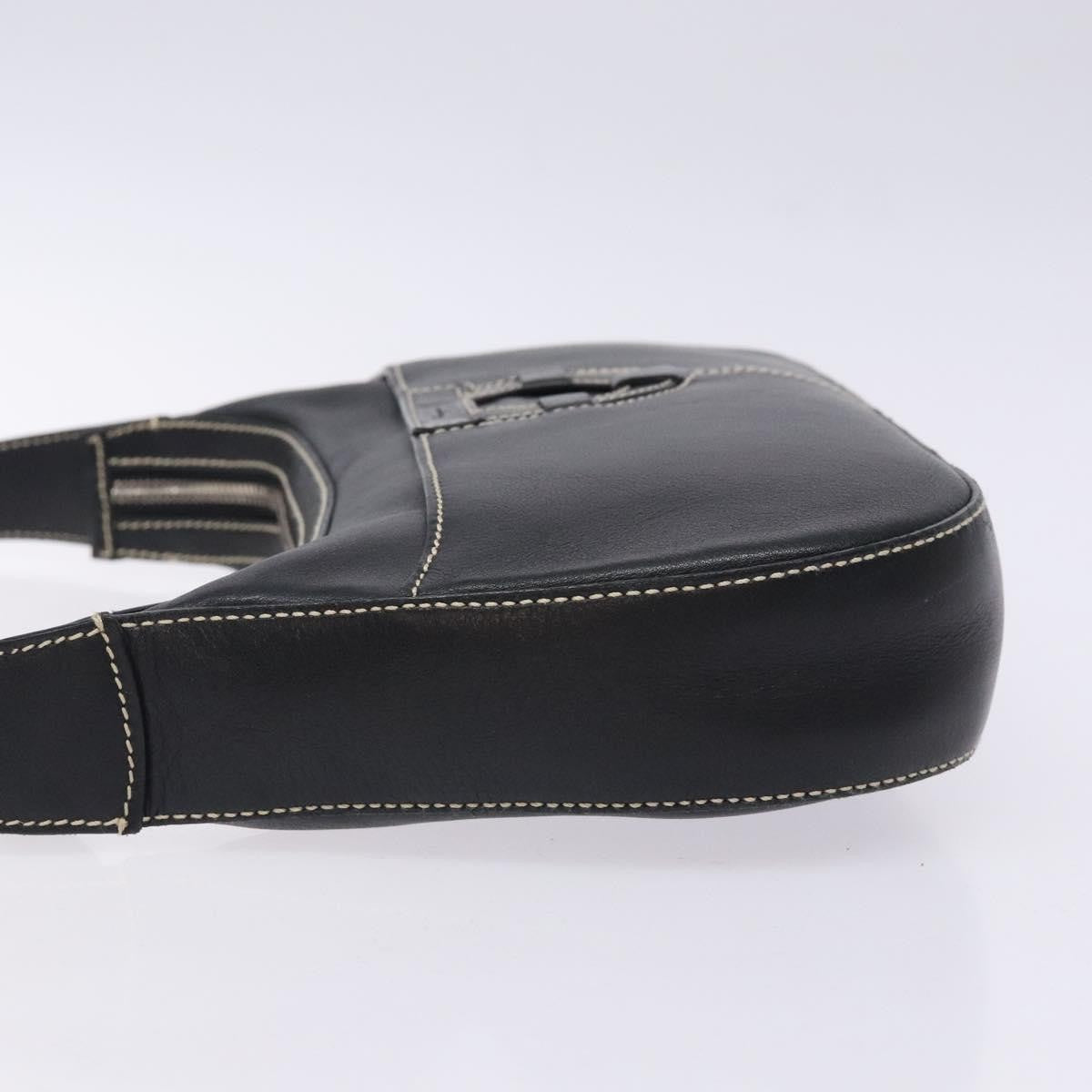 Salvatore Ferragamo Gancini Shoulder Bag Leather, BLACK, LEATHER, Shoulder bag