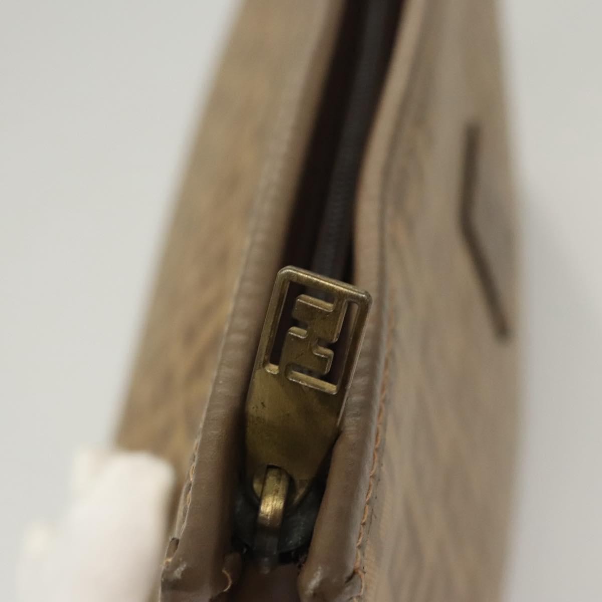 Fendi Vintage Zip Pouch Canvas, BEIGE, CANVAS, Clutche & pouche