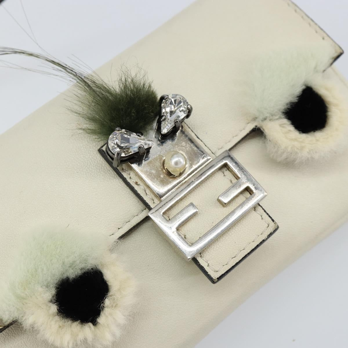 Fendi Monster Baguette Leather, WHITE, LEATHER, Shoulder bag