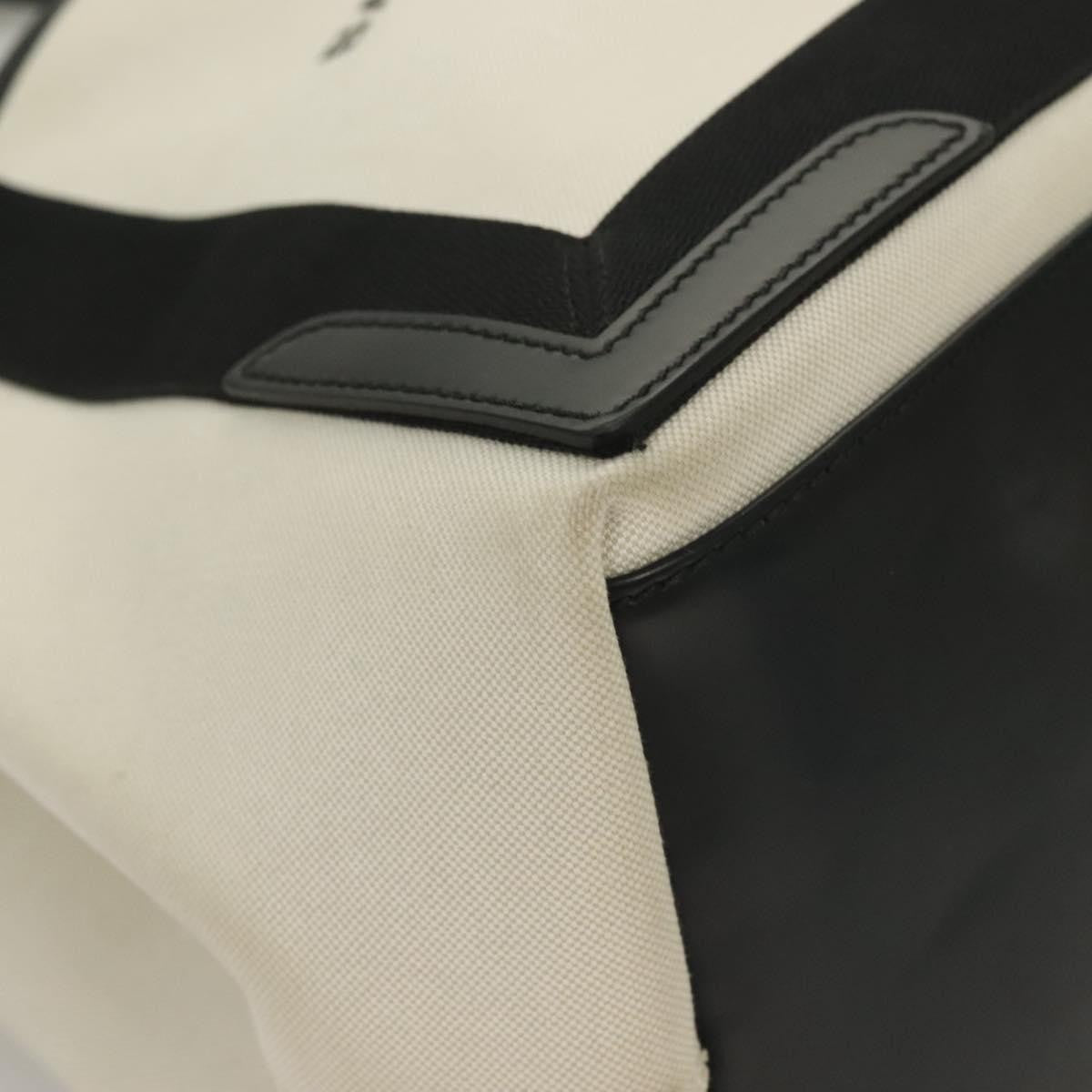 Balenciaga Navy Cabas Canvas with Leather, WHITE, CANVAS, Tote bag