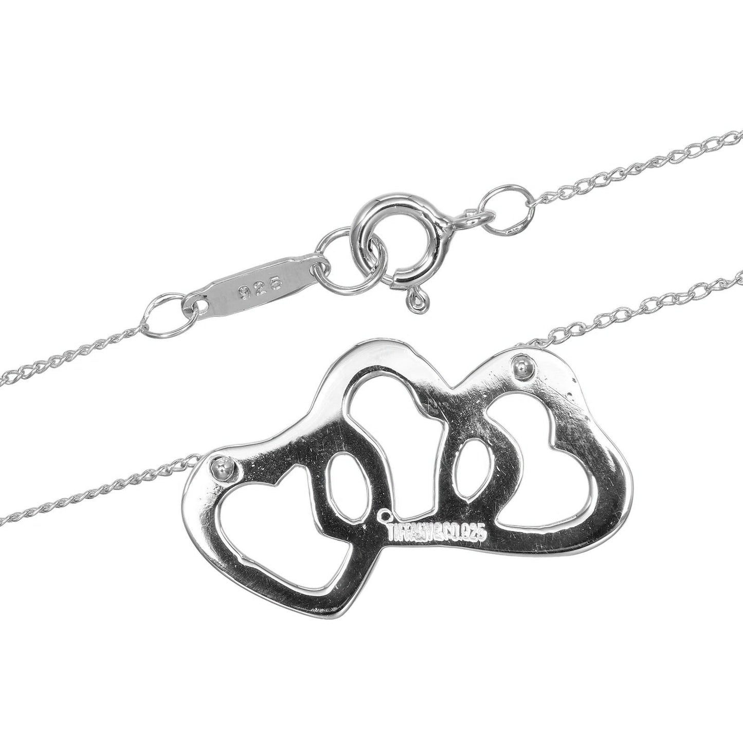 Tiffany & Co. Triple Heart Pendant Necklace Sterling Silver, SILVER, SILVER, Necklace
