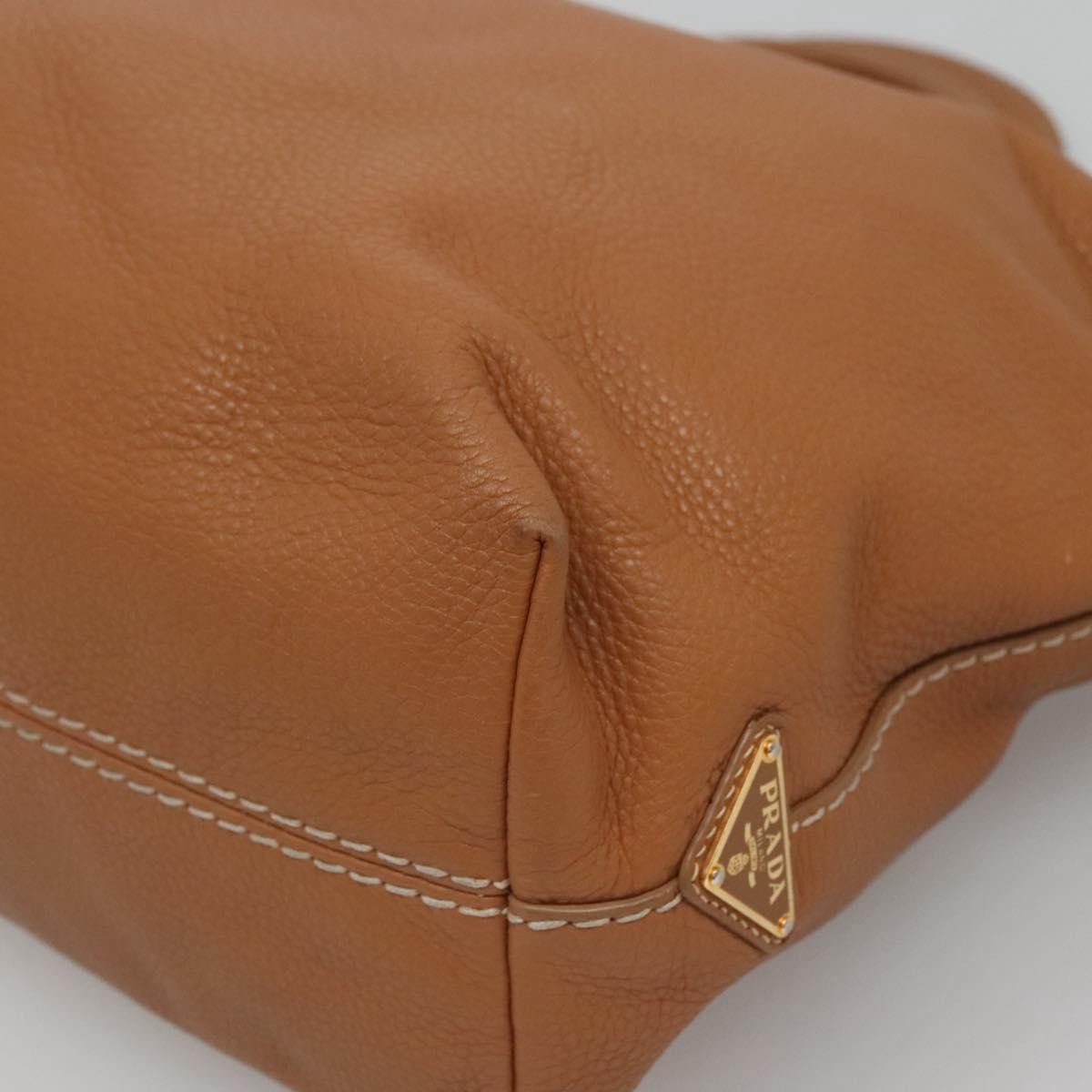 Prada Embossed Logo Convertible Open Tote Vitello Daino, BROWN, LEATHER, Tote bag