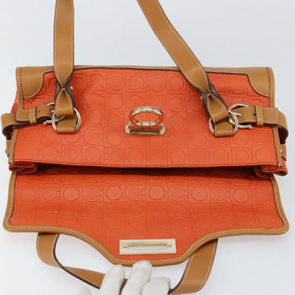 Salvatore Ferragamo Gancini Shoulder Bag Canvas, ORANGE, PVC, Shoulder bag