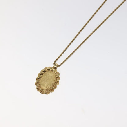 Christian Dior Vintage Logo Round Pendant Necklace Metal, GOLD, METAL, Necklace