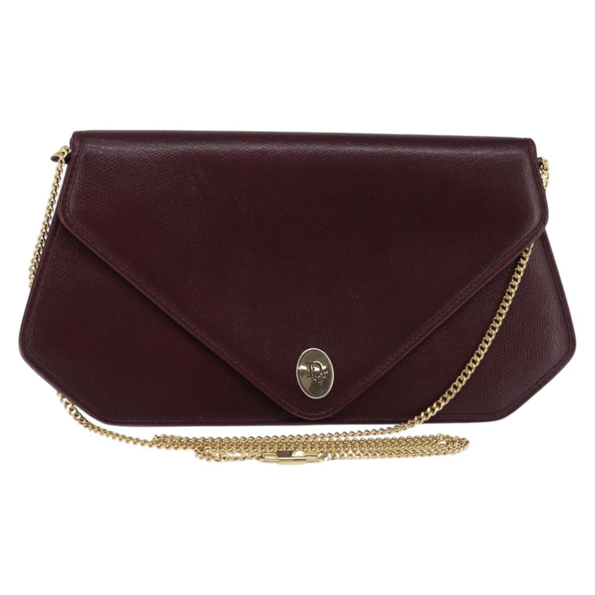 Christian Dior Flap chain Shoulder bag Leather, BURGUNDY, LEATHER, Shoulder bag