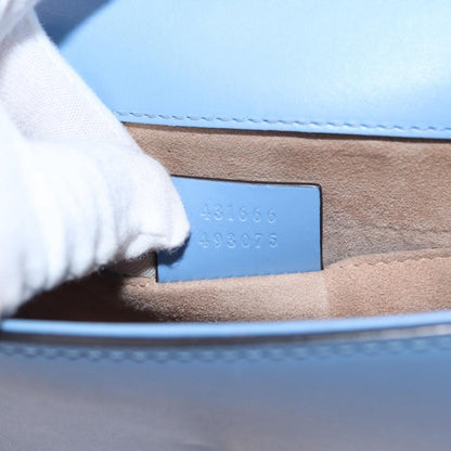 Gucci Sylvie Chain Shoulder Bag Leather, BLUE, LEATHER, Shoulder bag