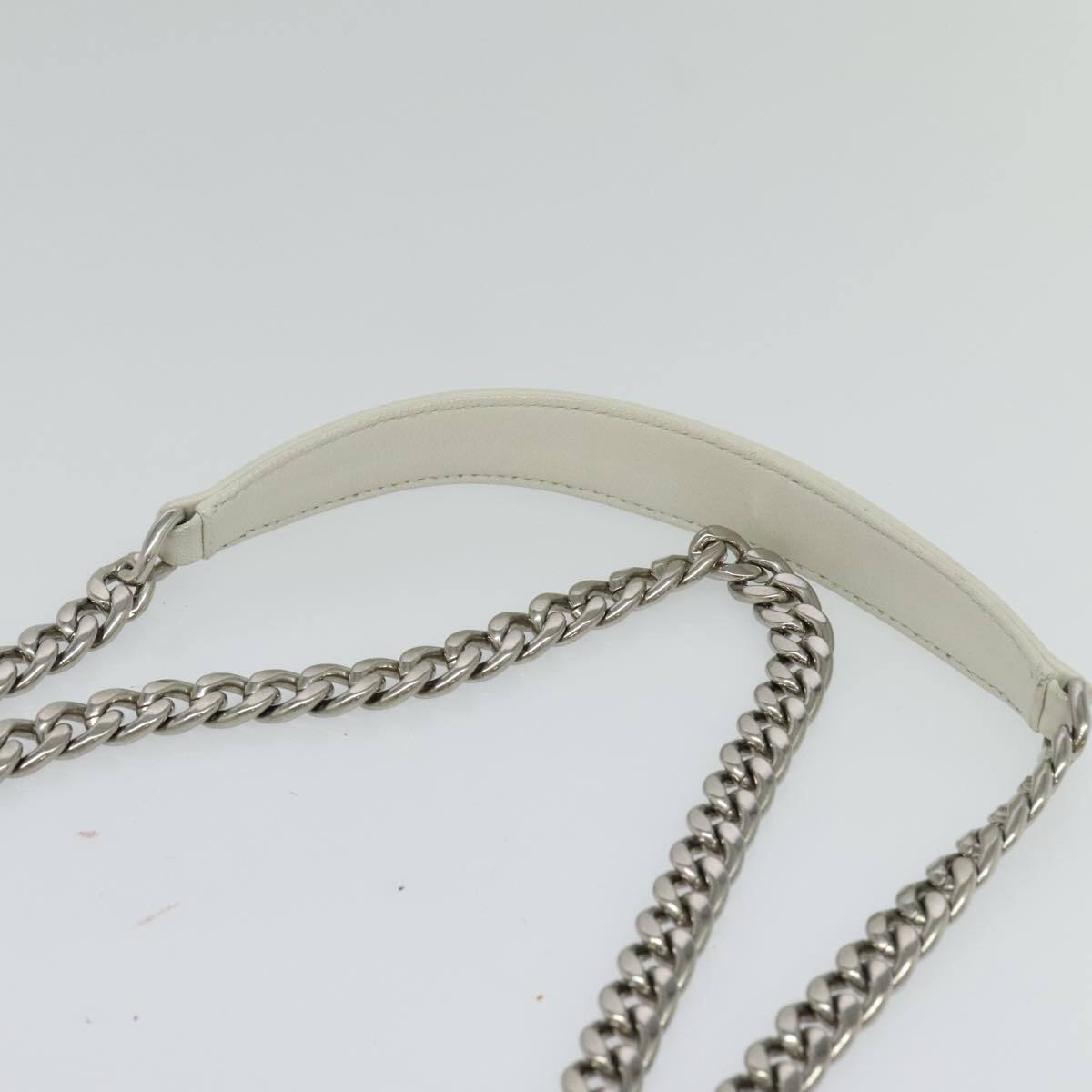 Prada Chain Flap Shoulder Bag Nappa Gaufre, WHITE, LEATHER, Shoulder bag