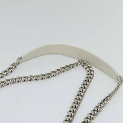 Prada Chain Flap Shoulder Bag Nappa Gaufre, WHITE, LEATHER, Shoulder bag