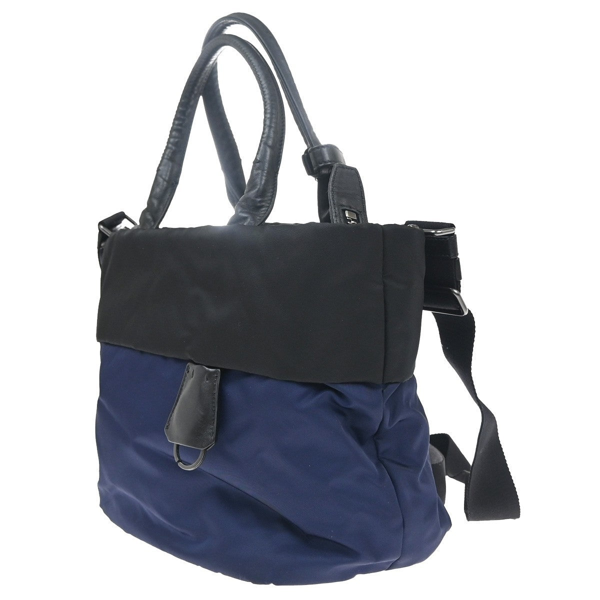 Prada Convertible Double Tote Tessuto, BLACK, NYLON, Handbag
