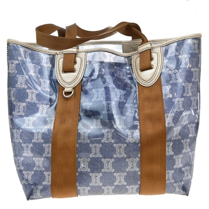 Celine Vintage Macadam Handbag Canvas, BLUE, CANVAS, Tote bag