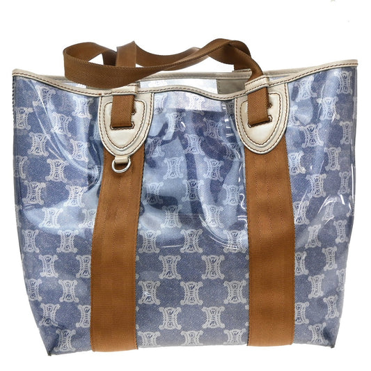 Celine Vintage Macadam Handbag Canvas, BLUE, CANVAS, Tote bag