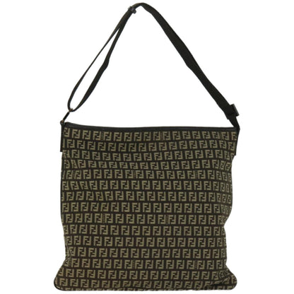 Fendi Vintage Zip Messenger Bag Zucca Canvas, BROWN, CANVAS, Shoulder bag